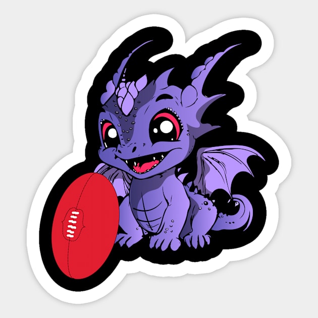 cute baby purple dragon playing with a football Sticker by badrhijri